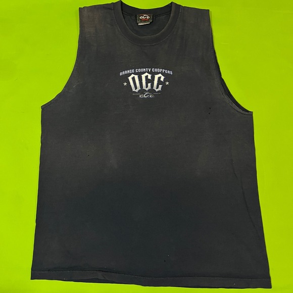 Orange County Choppers OCC Sleeveless Graphic T-Shirt Mens XL Faded Black Biker - Picture 2 of 6